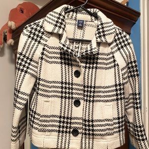 Gap XS black and white plaid cropped blazer/jacket